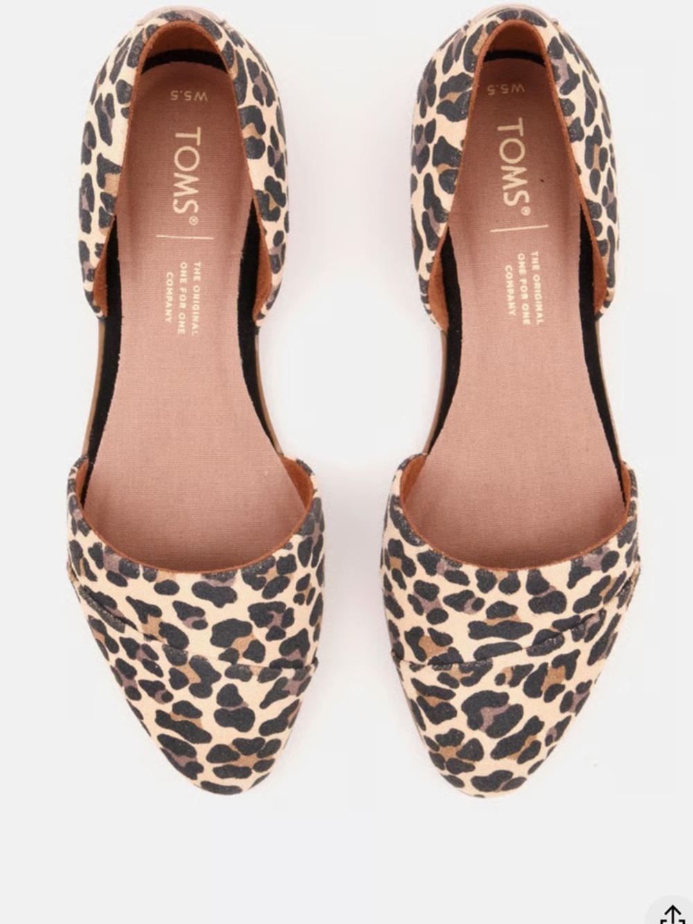 Toms Leopard Print D'Orsay Flats in Tan and Black